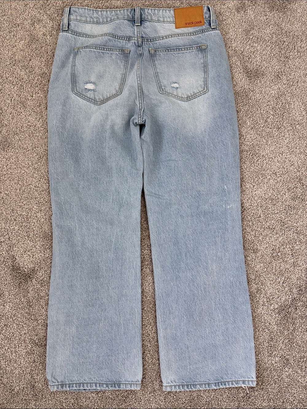 Sneak Peek Light Blue Distressed Straight-Leg Jeans - Picture 3 of 7